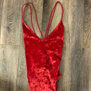 Backless crushed velvet body suit